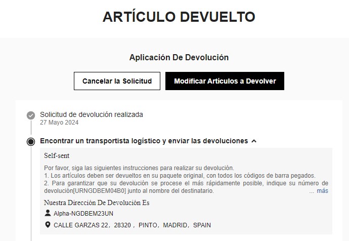 Devolución a Shein desde Canarias