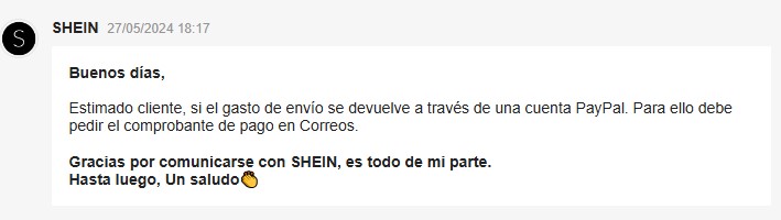 Devolución a Shein desde Canarias