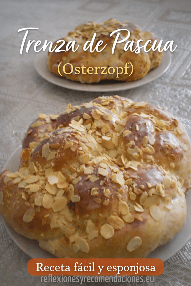 Trenza de Pascua Osterzopf casera con almendras laminadas recién horneada